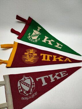 3 Vintage Kappa Fraternity Pennant s Felt 8-1/2" long